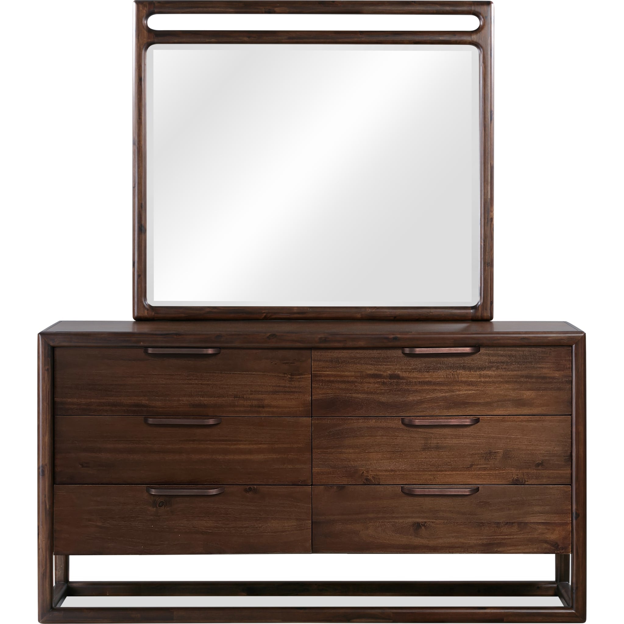 Sol Beveled Glass Wall or Dresser Mirror in Brown Spice