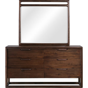 Sol Beveled Glass Wall or Dresser Mirror in Brown Spice