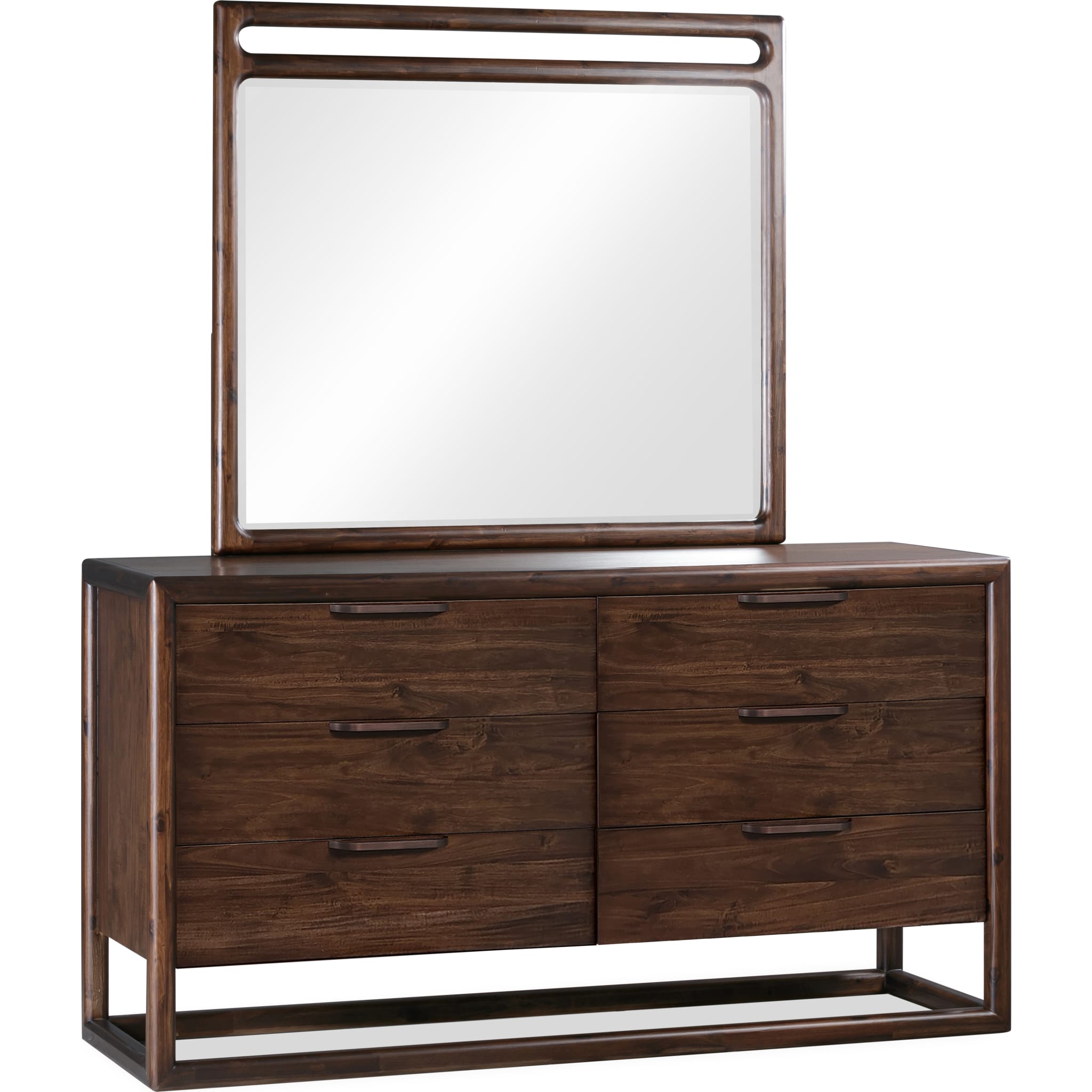 Sol Beveled Glass Wall or Dresser Mirror in Brown Spice