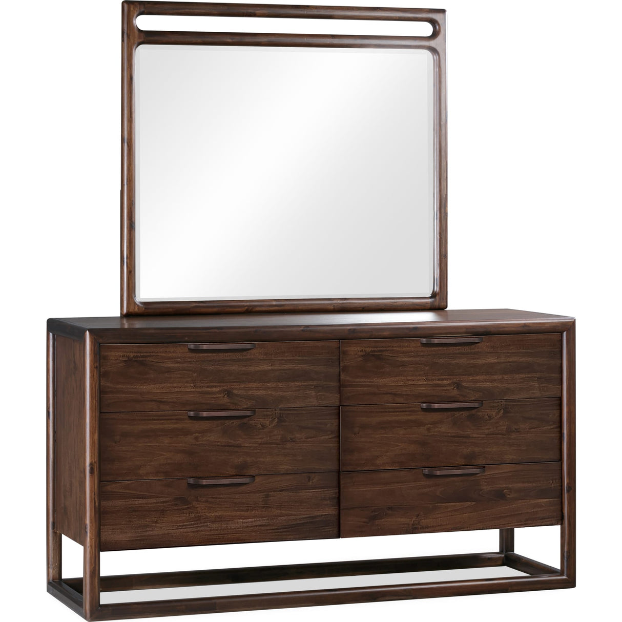 Sol Beveled Glass Wall or Dresser Mirror in Brown Spice