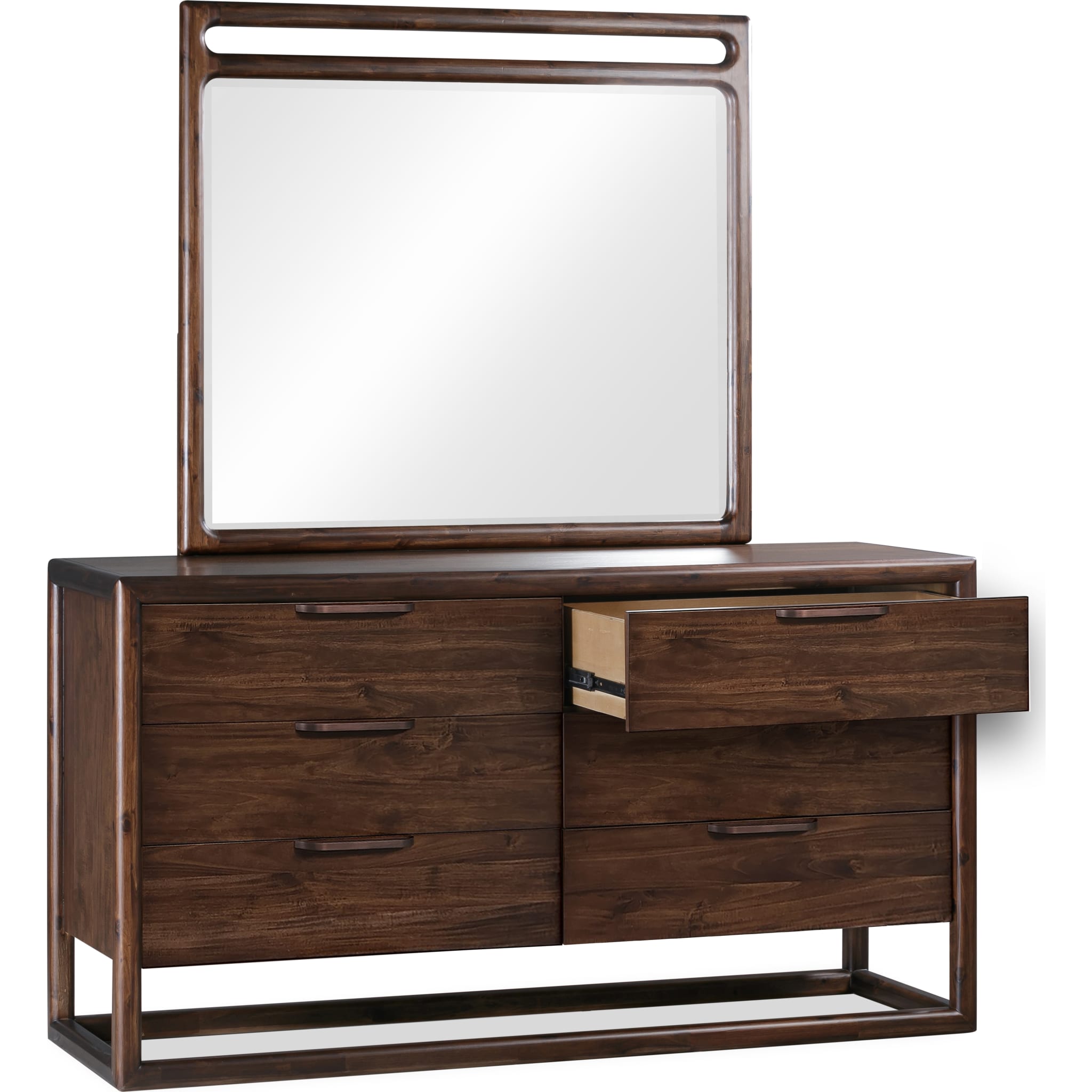 Sol Beveled Glass Wall or Dresser Mirror in Brown Spice
