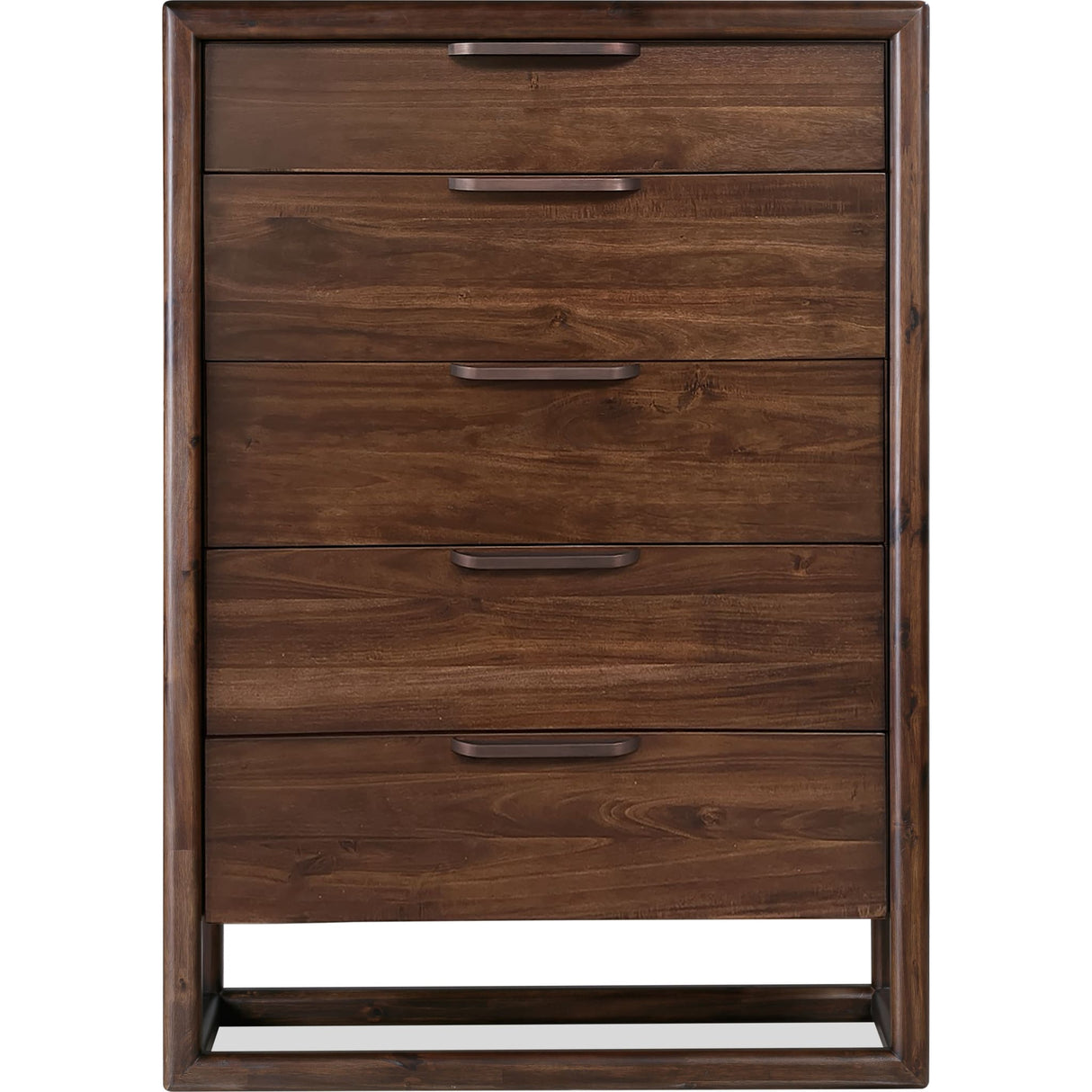 Sol Five Drawer Acacia Wood Chest in Brown Spice