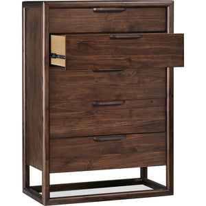 Sol Five Drawer Acacia Wood Chest in Brown Spice