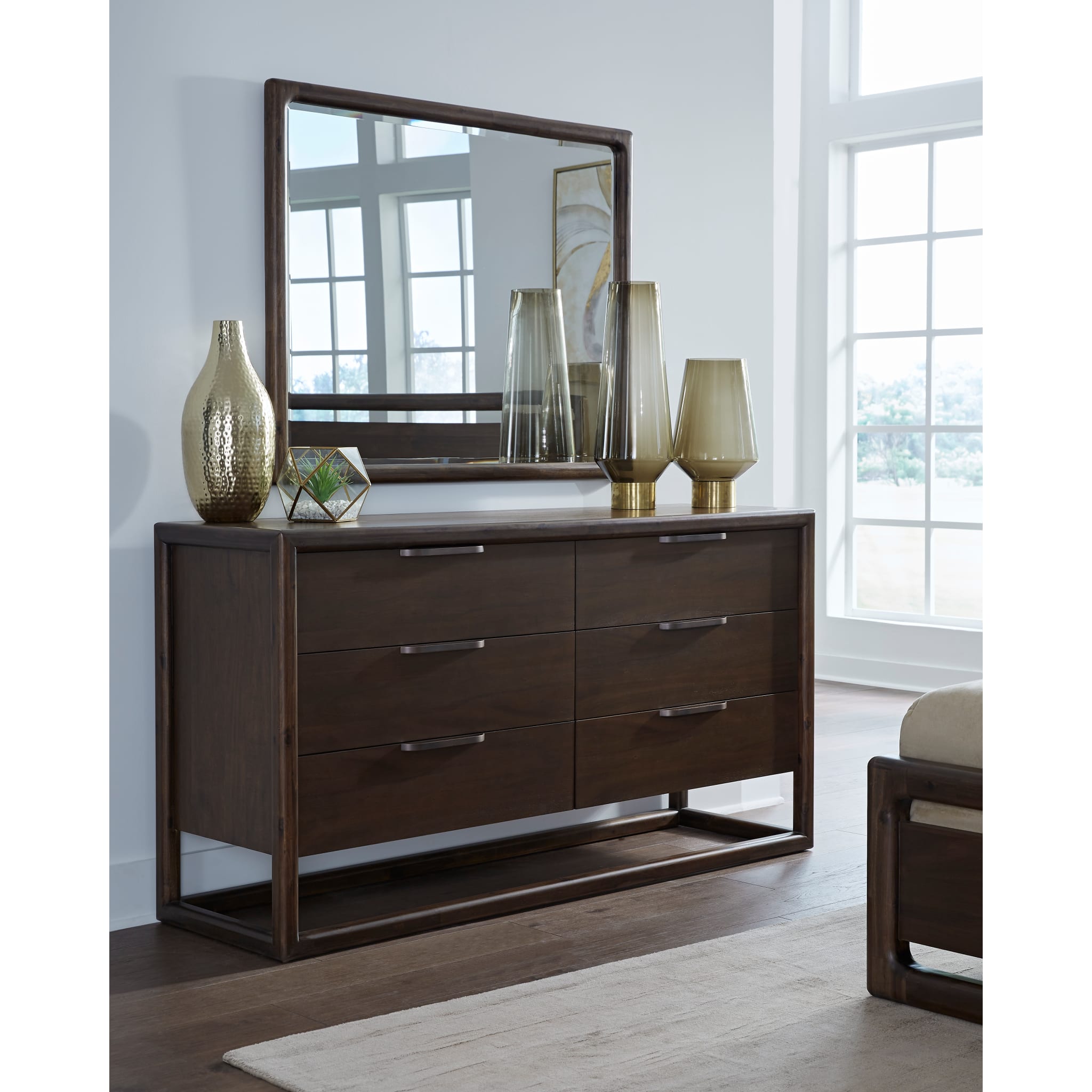 Sol Six Drawer Acacia Wood Dresser in Brown Spice