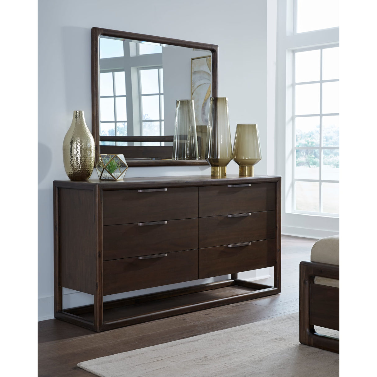 Sol Six Drawer Acacia Wood Dresser in Brown Spice