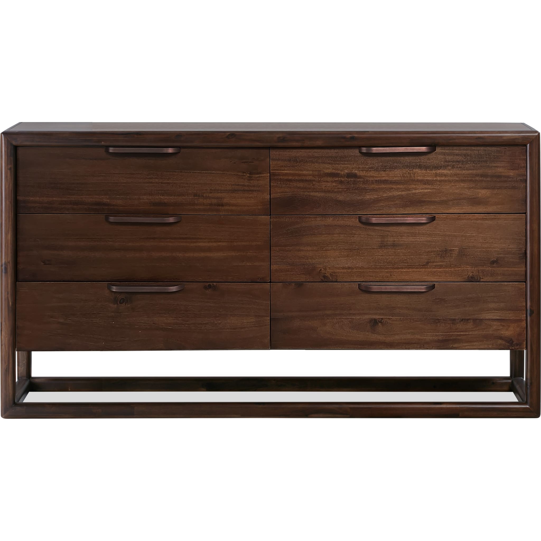 Sol Six Drawer Acacia Wood Dresser in Brown Spice
