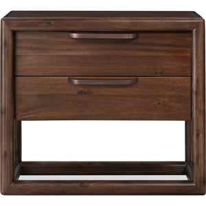 Sol Two Drawer USB-Charging Nightstand in Brown Spice