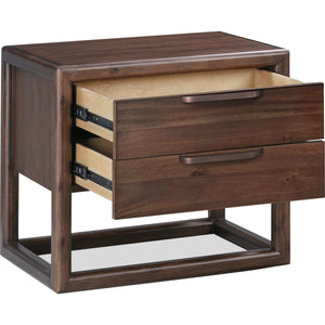 Sol Two Drawer USB-Charging Nightstand in Brown Spice