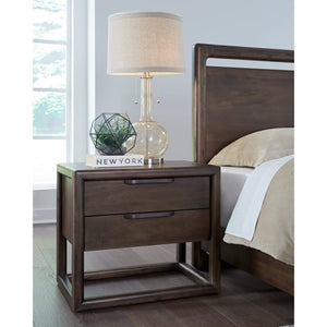 Sol Two Drawer USB-Charging Nightstand in Brown Spice