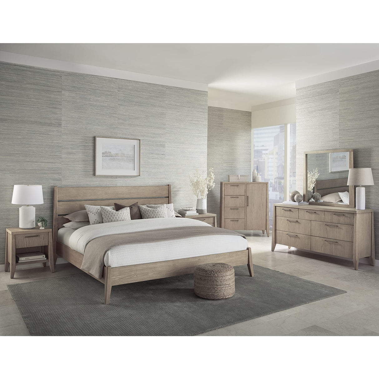 Sumire Four Drawer One Door Ash Wood Chest in Ginger