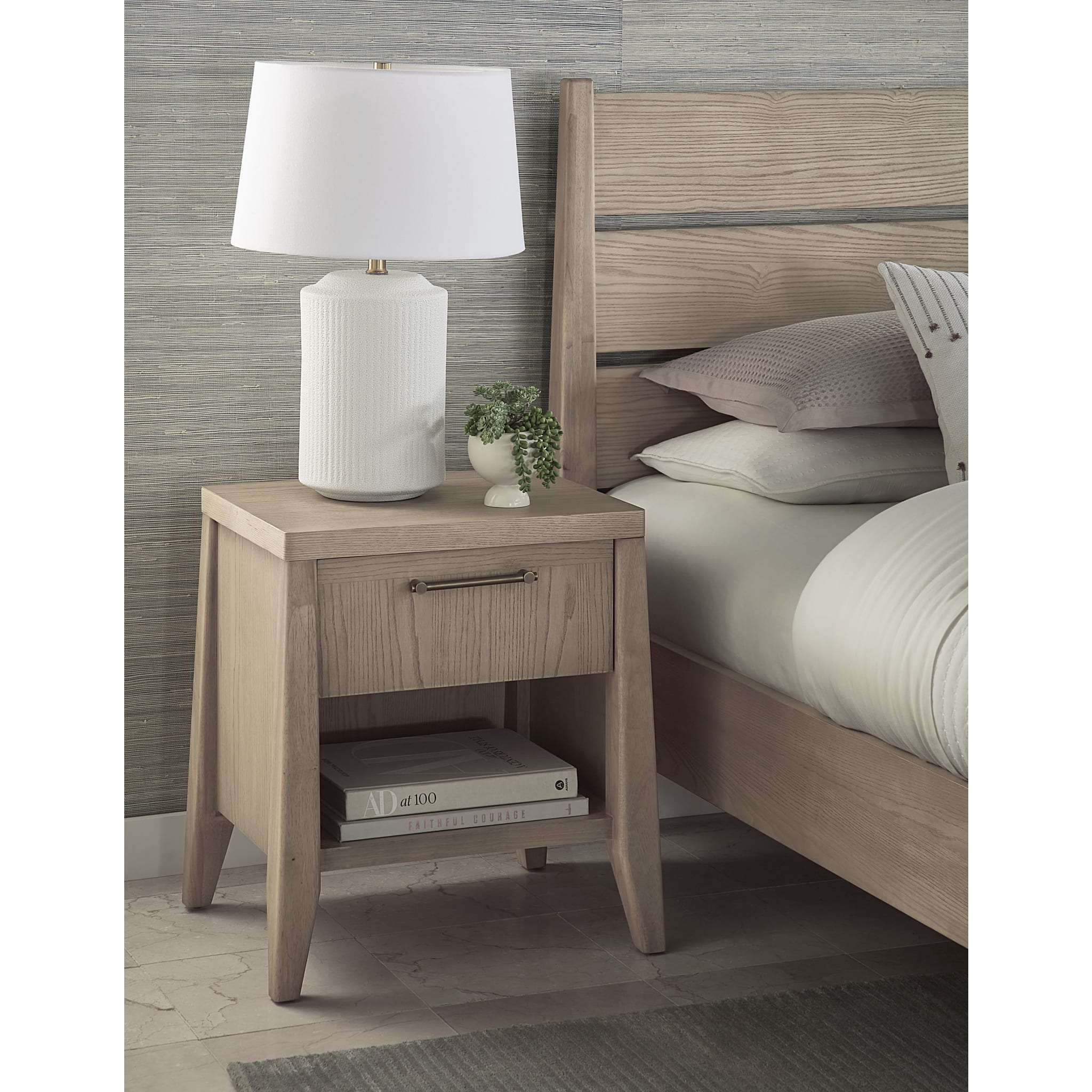 Sumire One Drawer One Shelf Ash Wood Nightstand in Ginger