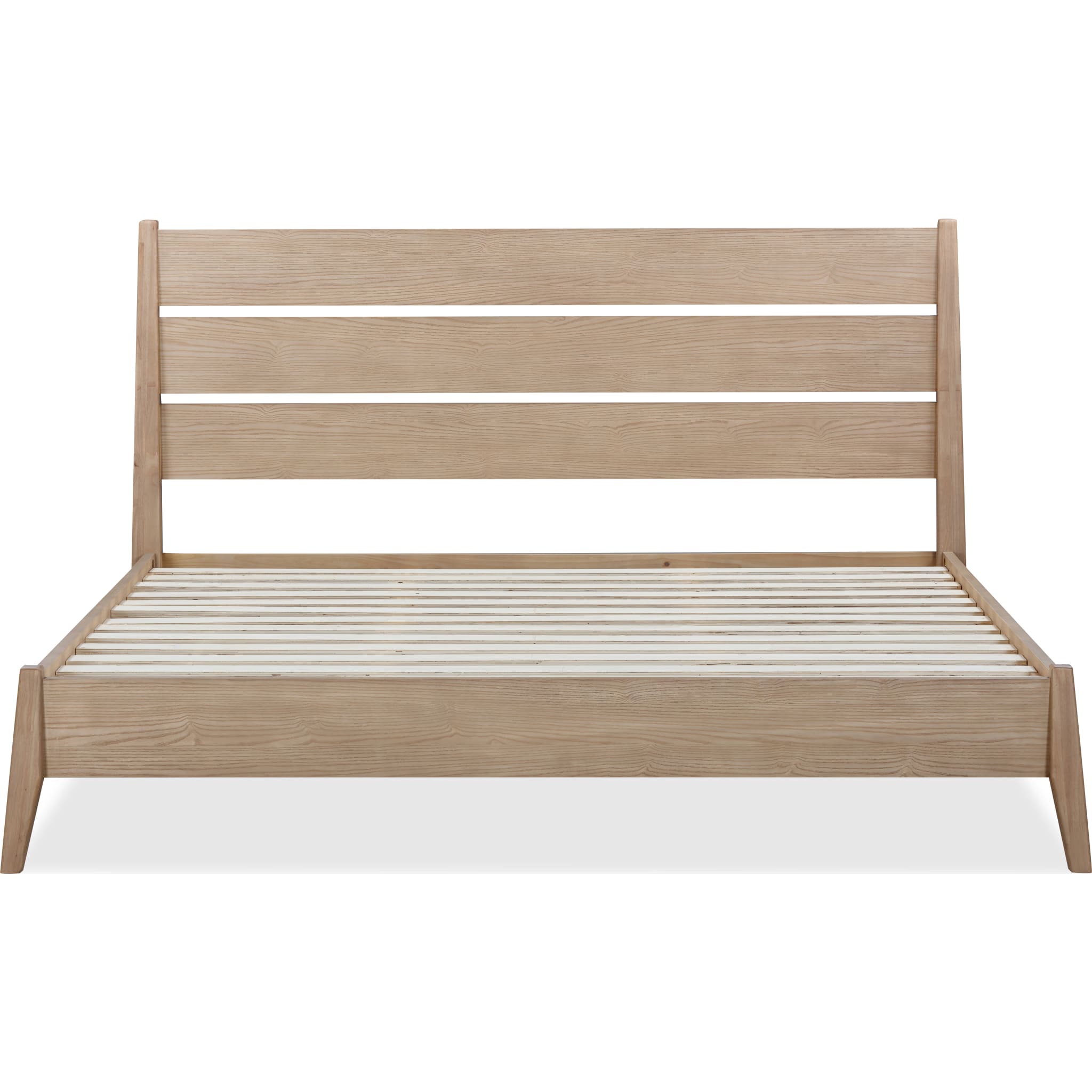 Sumire Slatted Ash Wood Platform Bed in Ginger