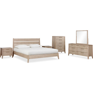 Sumire Slatted Ash Wood Platform Bed in Ginger