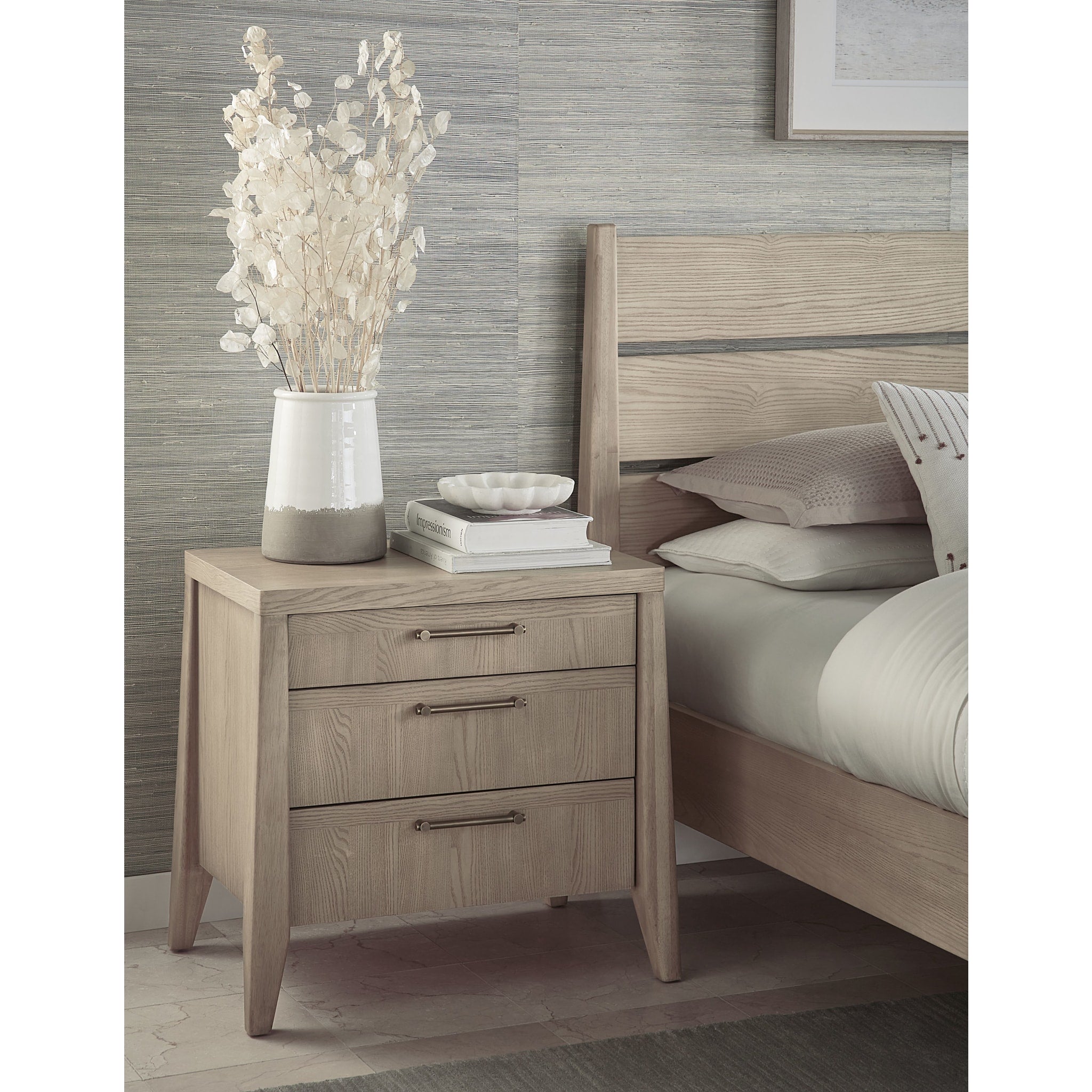 Sumire Three Drawer Ash Wood Nightstand in Ginger
