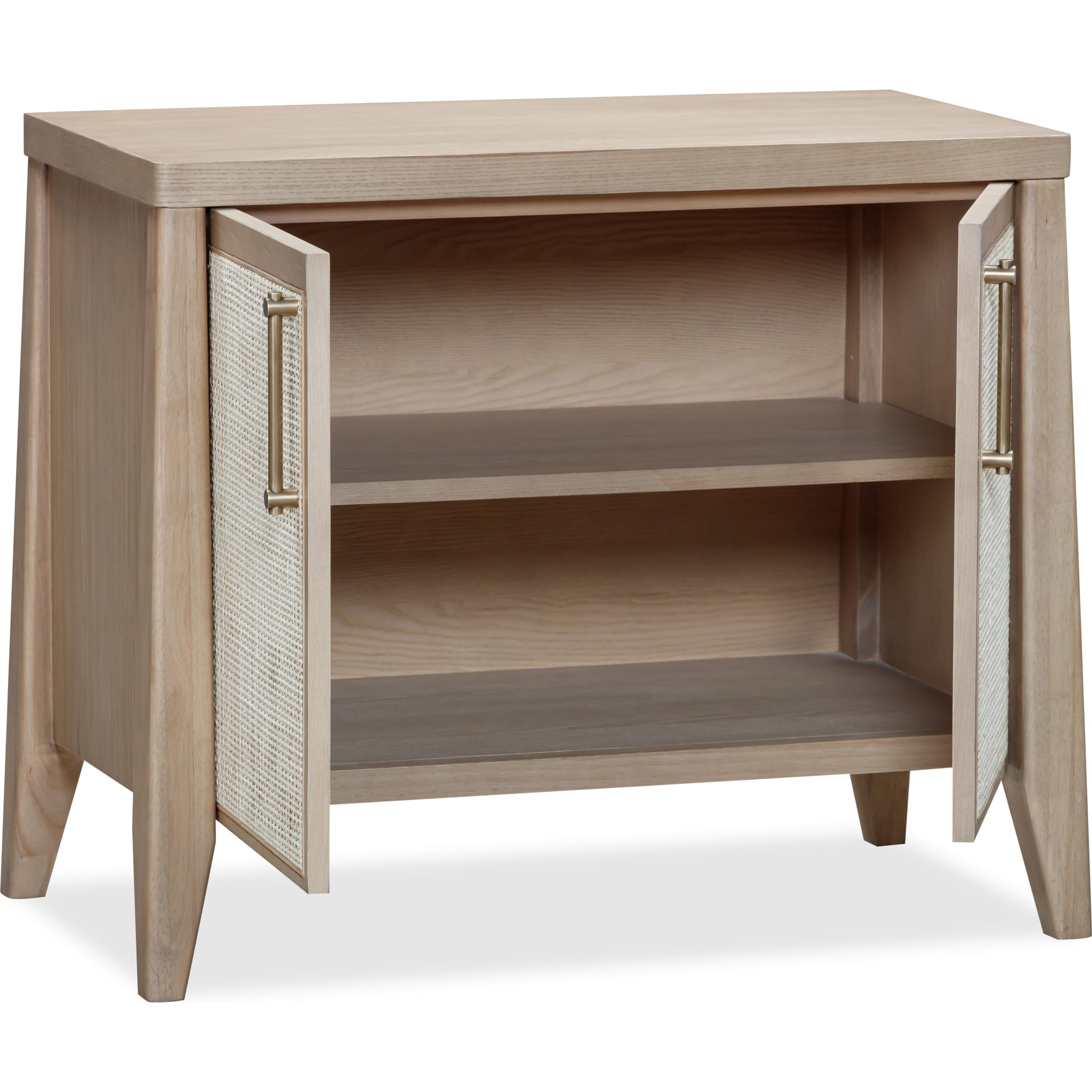 Sumire Two Door Ash Wood Bachelor Chest in Ginger and Natural Cane