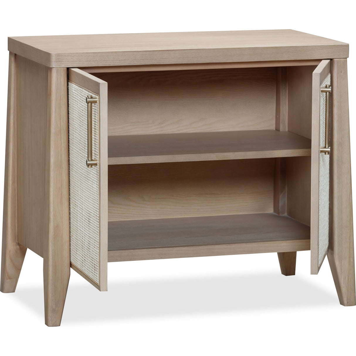 Sumire Two Door Ash Wood Bachelor Chest in Ginger and Natural Cane