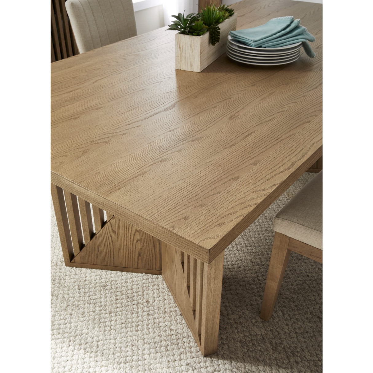 Sumner Double Pedestal Oak Dining Table in Natural