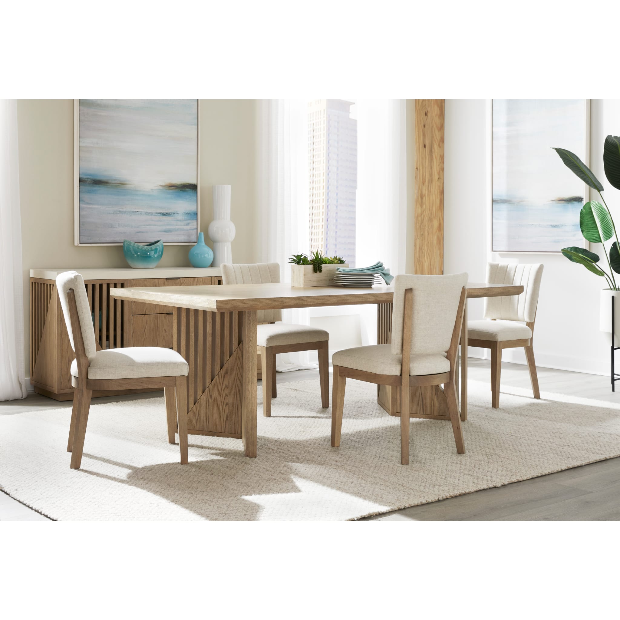 Sumner Double Pedestal Oak Dining Table in Natural