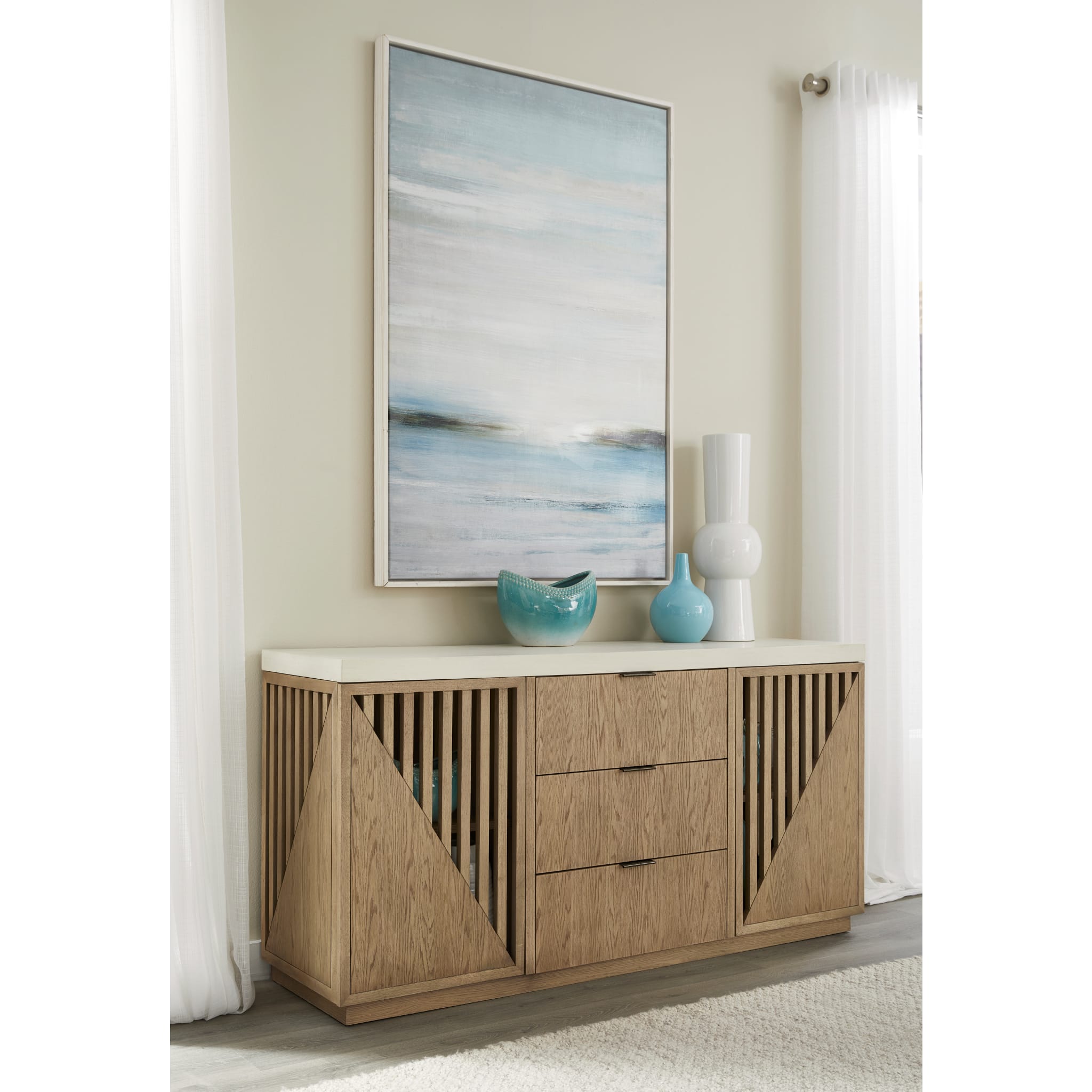 Sumner Three Drawer Two Door Sideboard in Natural