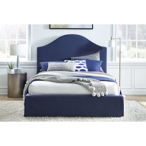 Sur Upholstered Skirted Panel Bed in Navy