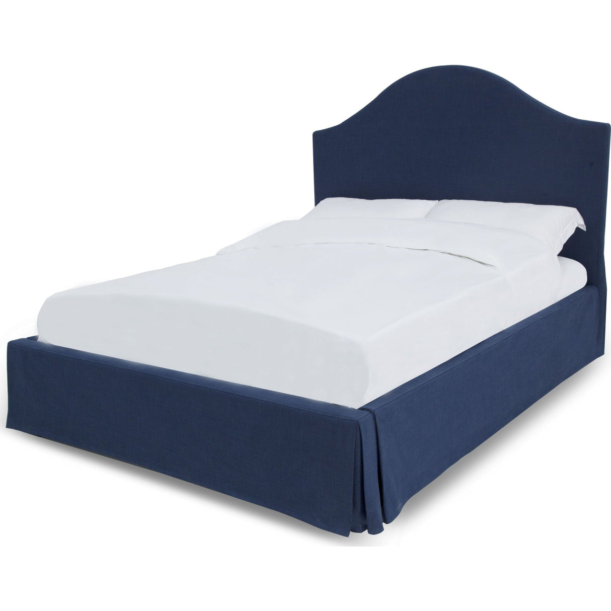 Sur Upholstered Skirted Panel Bed in Navy