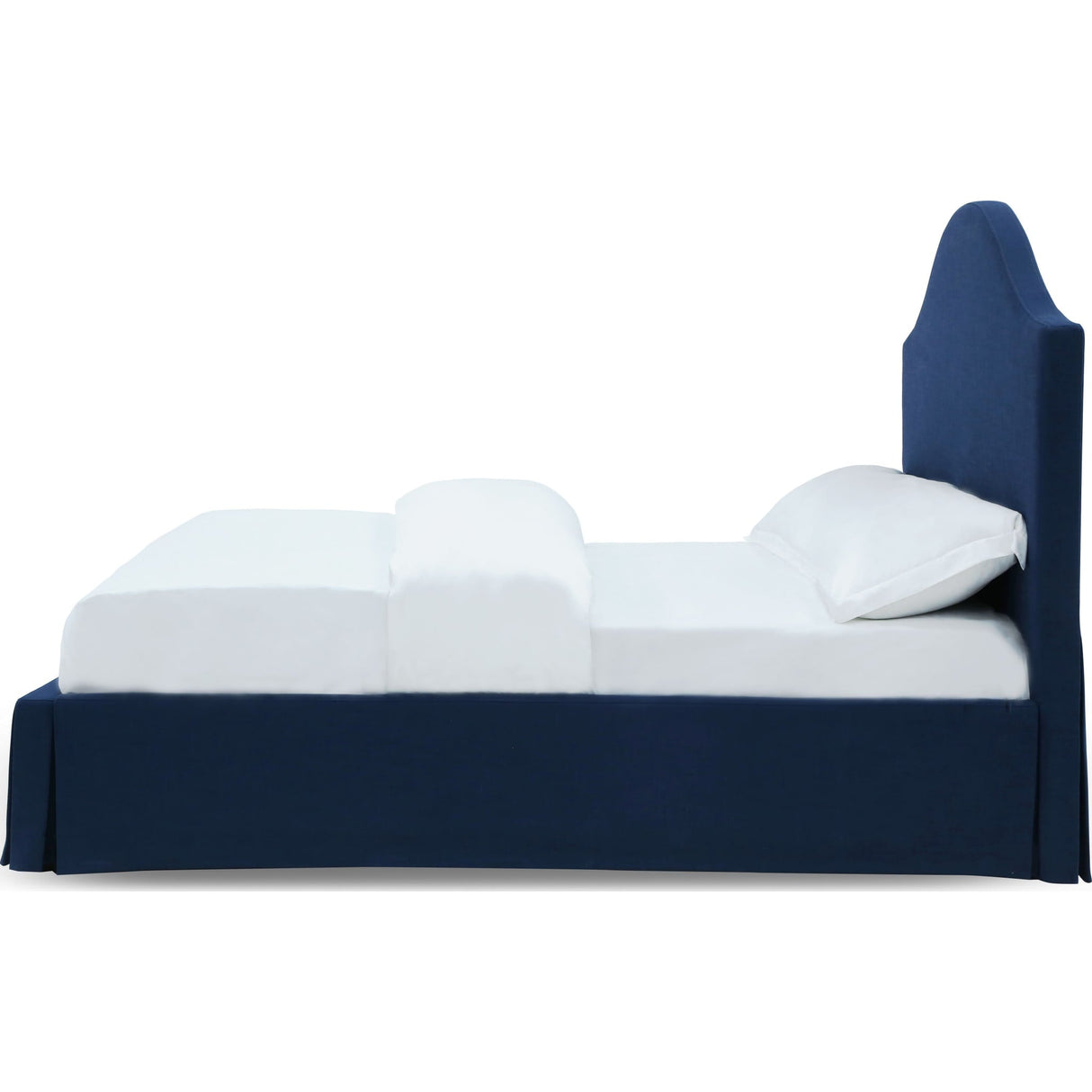 Sur Upholstered Skirted Panel Bed in Navy