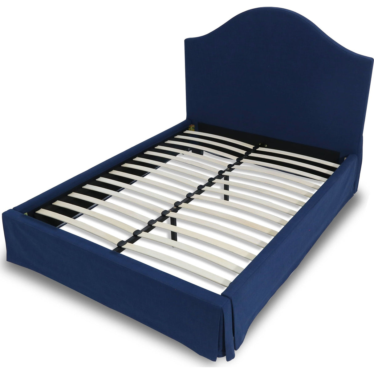 Sur Upholstered Skirted Panel Bed in Navy