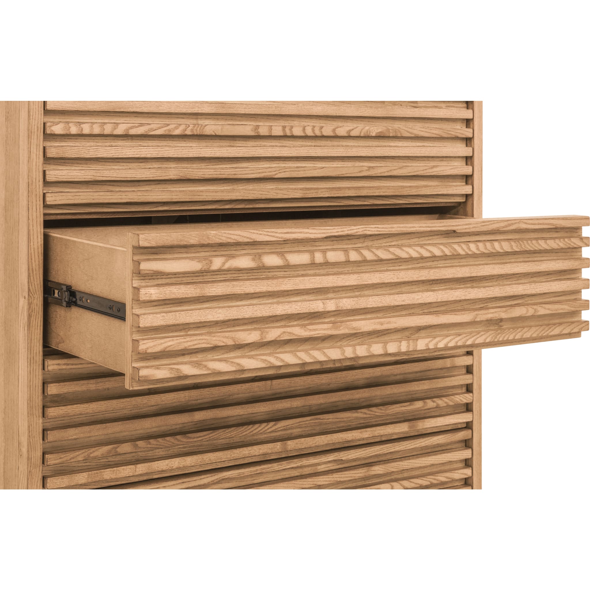 Tanner Five Drawer Ash Wood Chest in Flaxen