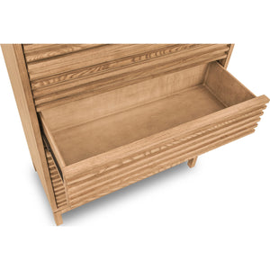 Tanner Five Drawer Ash Wood Chest in Flaxen