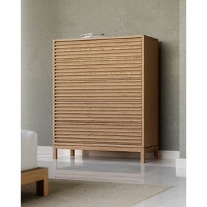 Tanner Five Drawer Ash Wood Chest in Flaxen