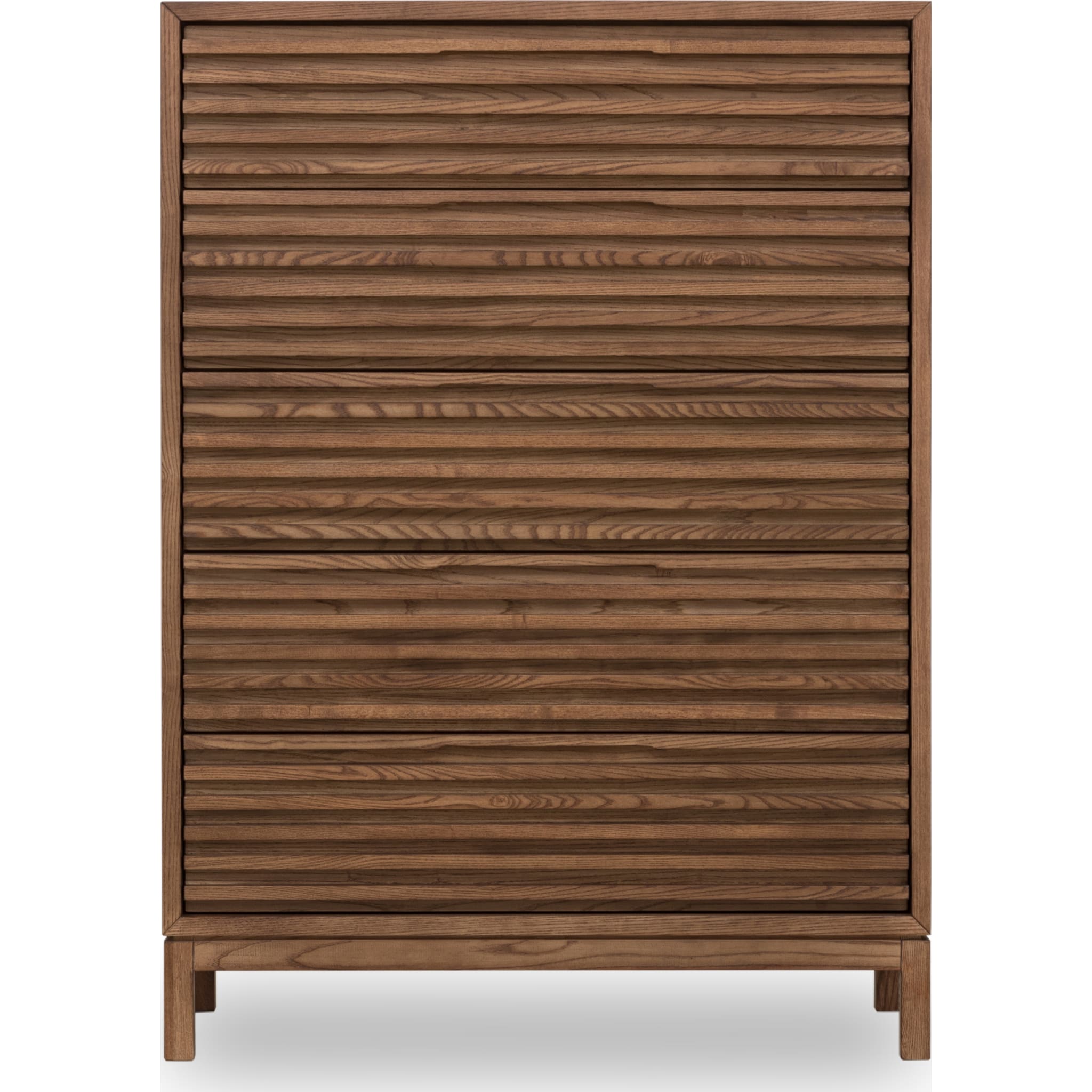 Tanner Five Drawer Ash Wood Chest in Roux