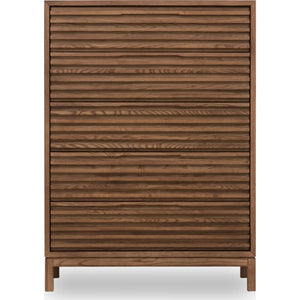 Tanner Five Drawer Ash Wood Chest in Roux