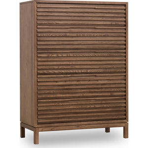 Tanner Five Drawer Ash Wood Chest in Roux