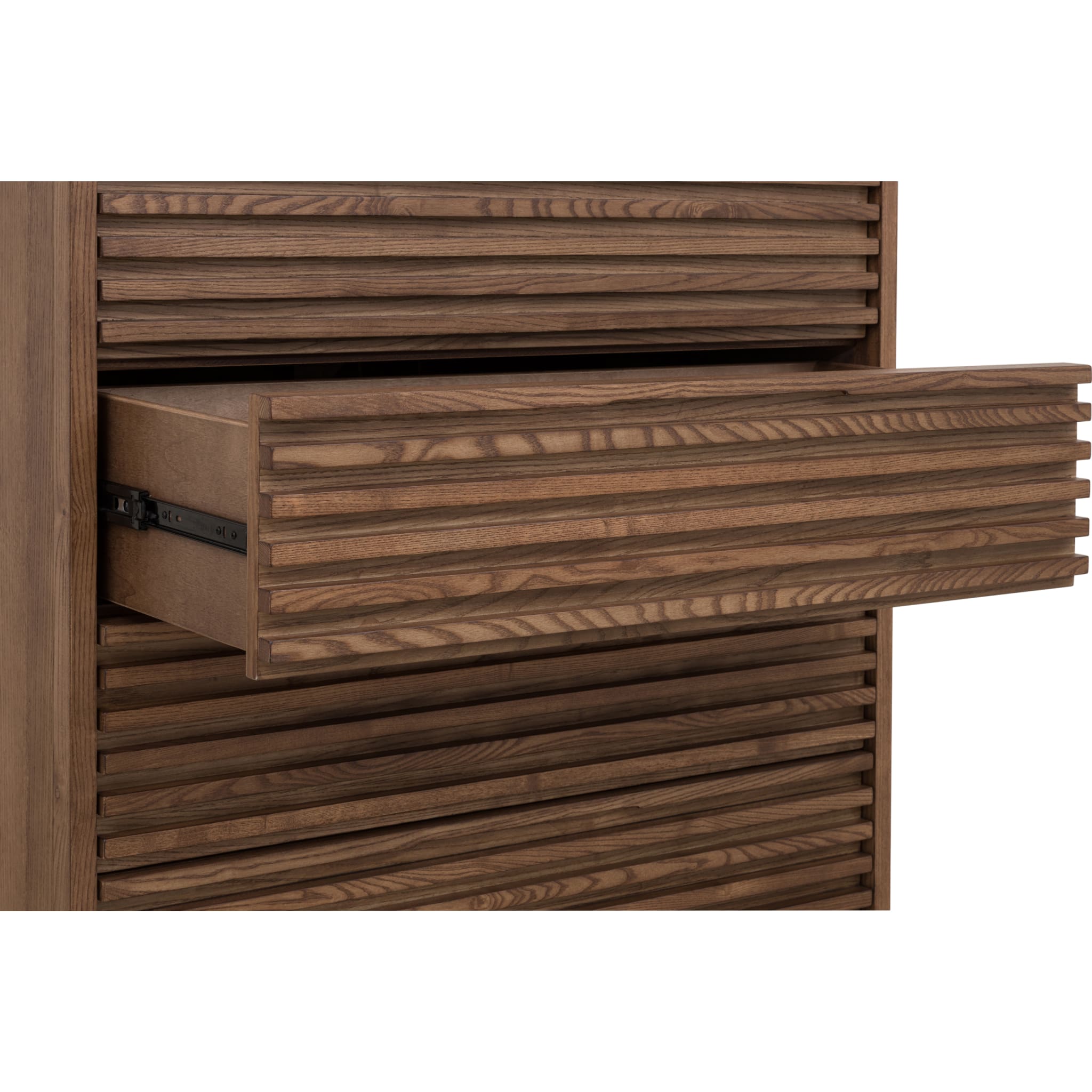 Tanner Five Drawer Ash Wood Chest in Roux