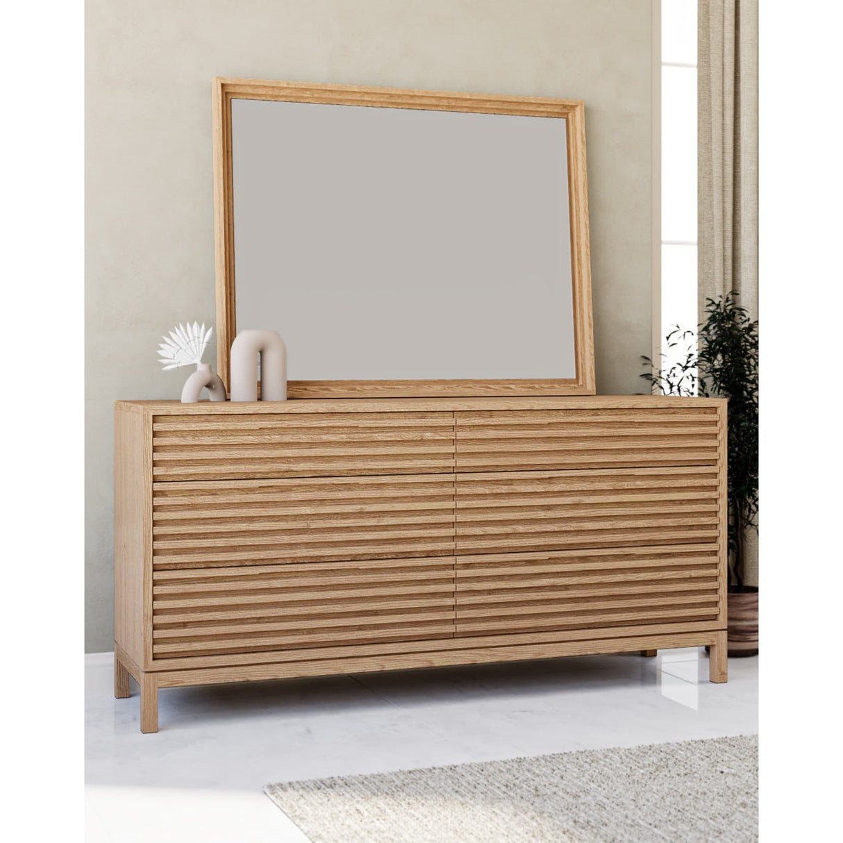 Tanner Six Drawer Ash Wood Dresser in Flaxen