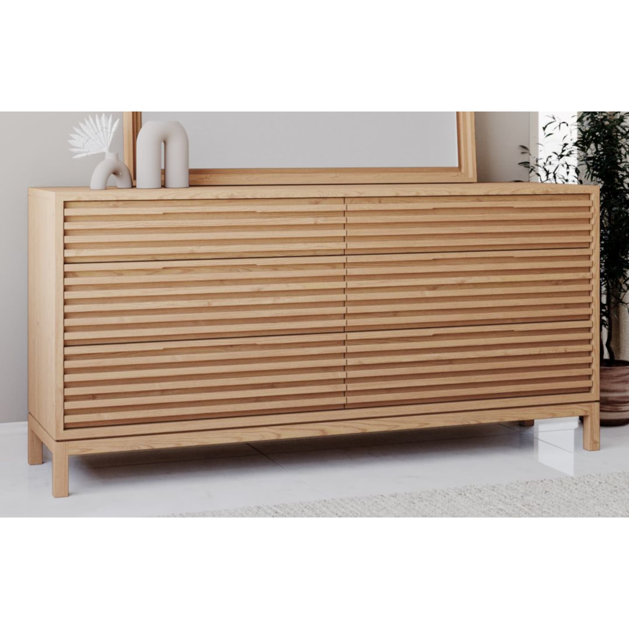 Tanner Six Drawer Ash Wood Dresser in Flaxen