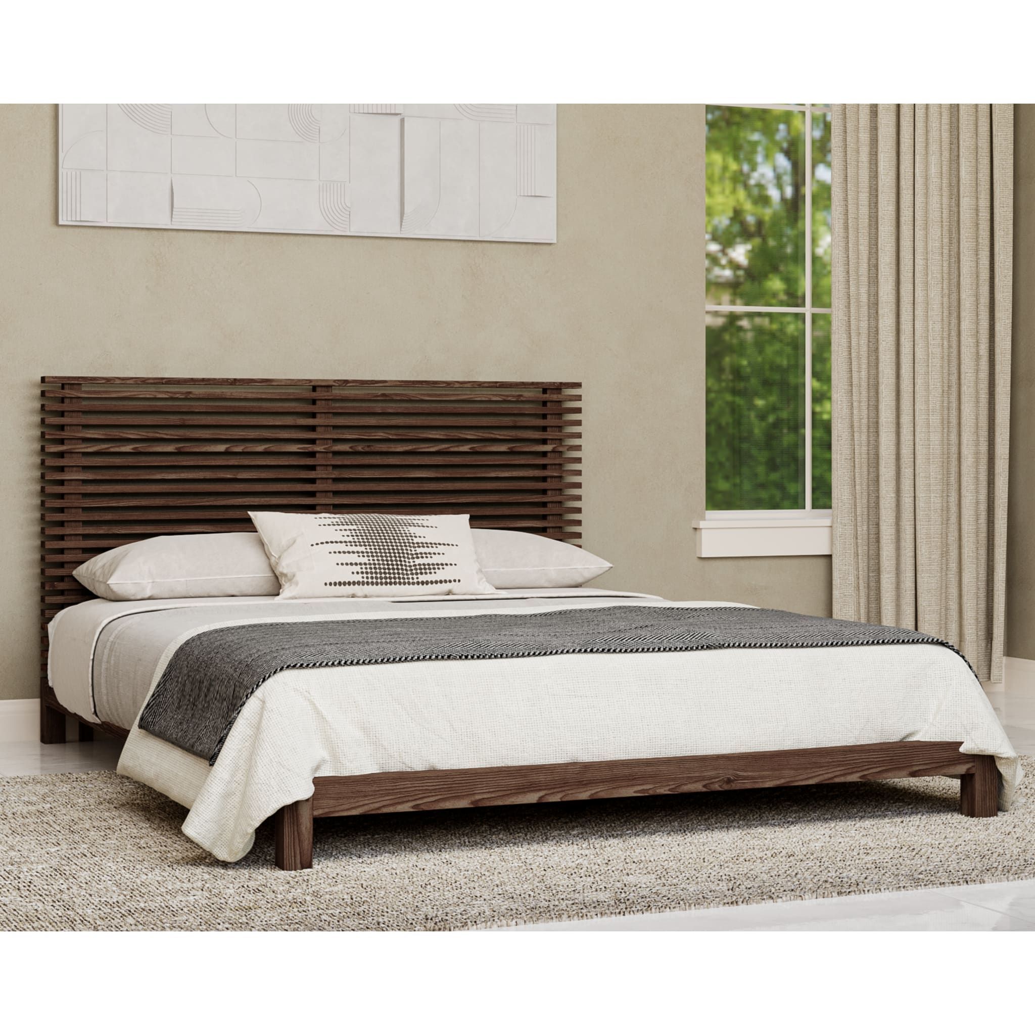 Tanner Solid Ash Platform Bed in Roux