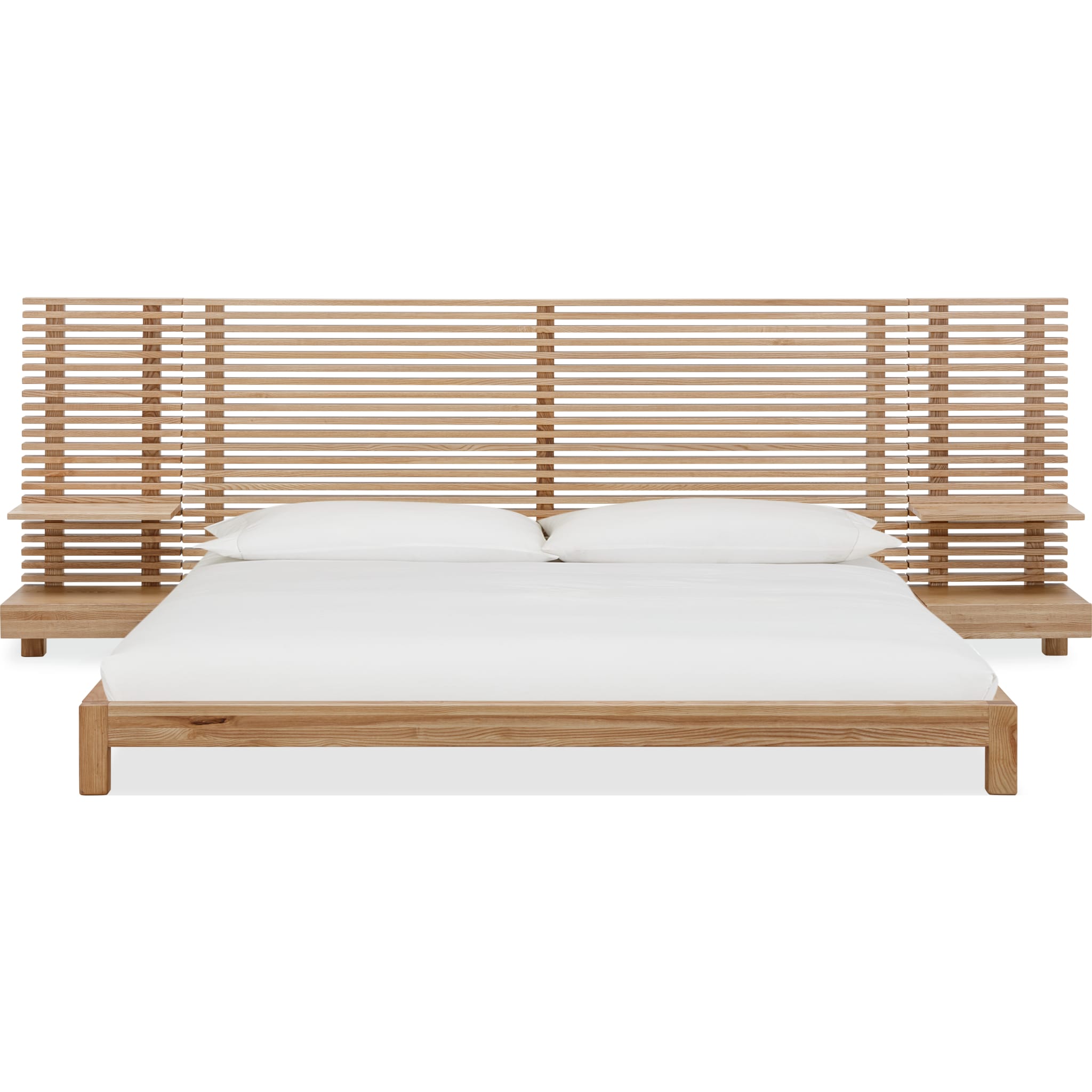 Tanner Solid Ash Wall Bed with Integrated Nightstands in Flaxen