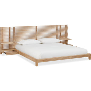 Tanner Solid Ash Wall Bed with Integrated Nightstands in Flaxen