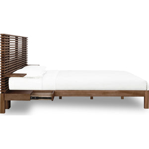 Tanner Solid Ash Wall Bed with Integrated Nightstands in Roux