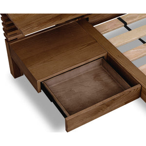 Tanner Solid Ash Wall Bed with Integrated Nightstands in Roux