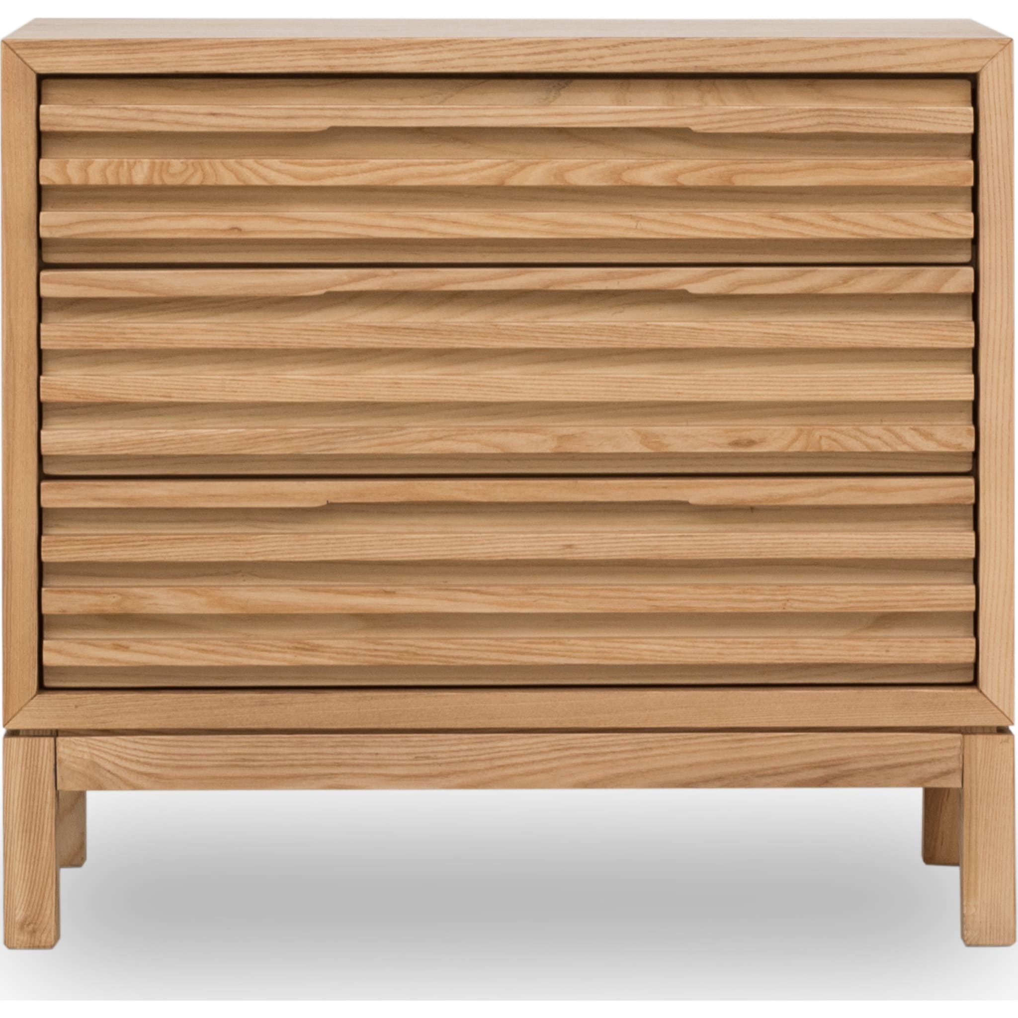 Tanner Three Drawer Ash Wood Nightstand in Flaxen