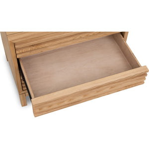 Tanner Three Drawer Ash Wood Nightstand in Flaxen