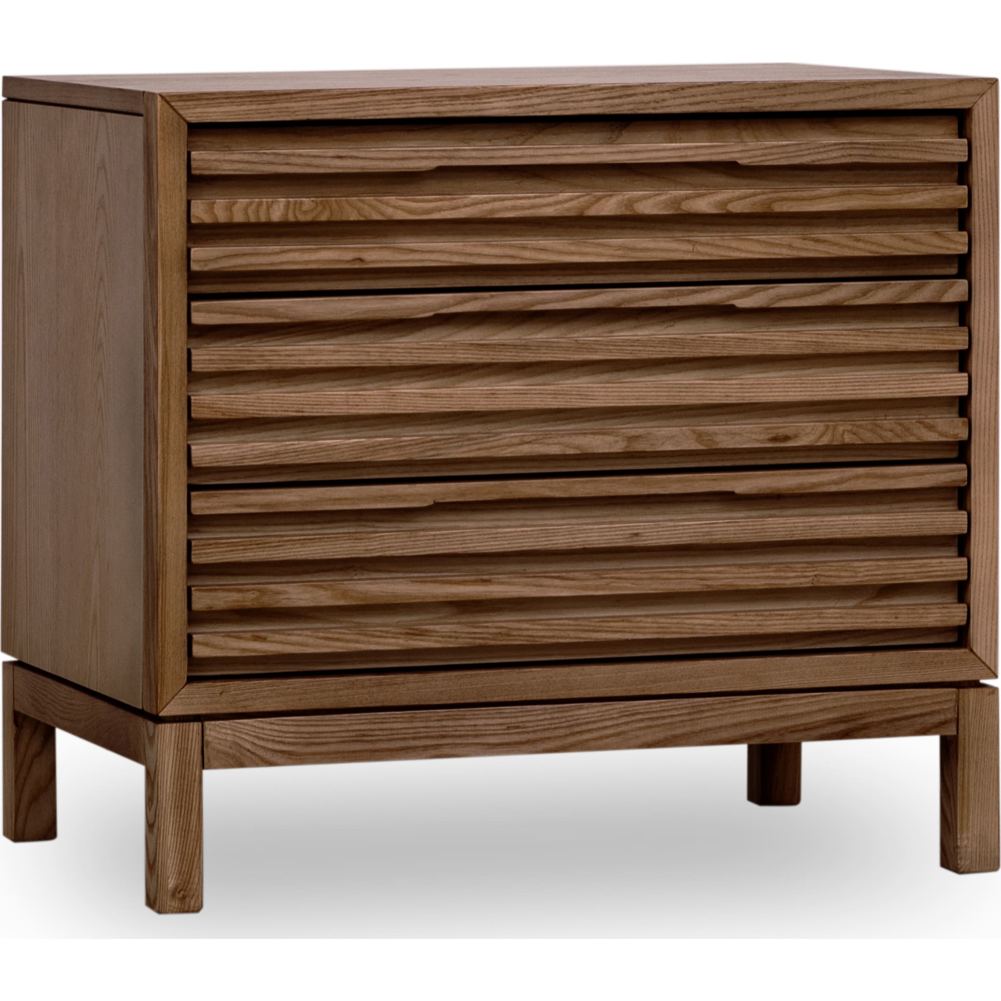 Tanner Three Drawer Ash Wood Nightstand in Roux