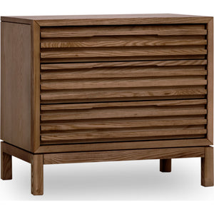 Tanner Three Drawer Ash Wood Nightstand in Roux
