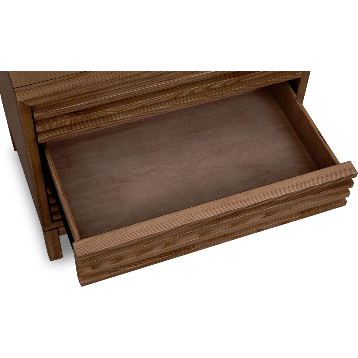 Tanner Three Drawer Ash Wood Nightstand in Roux