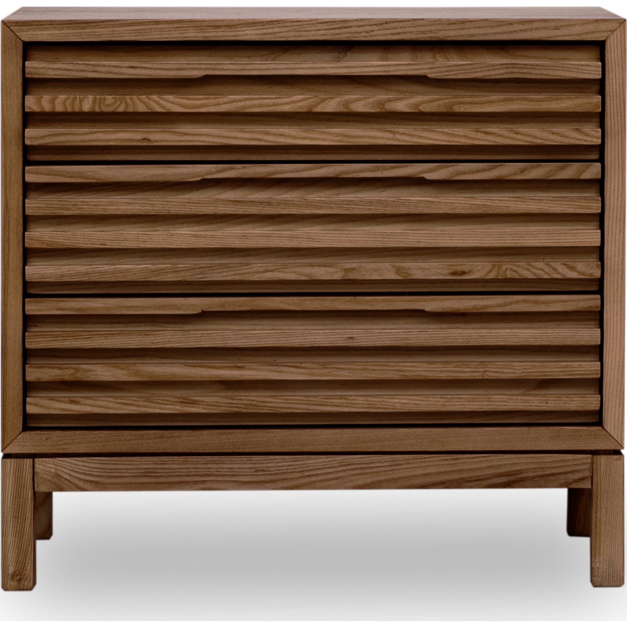 Tanner Three Drawer Ash Wood Nightstand in Roux