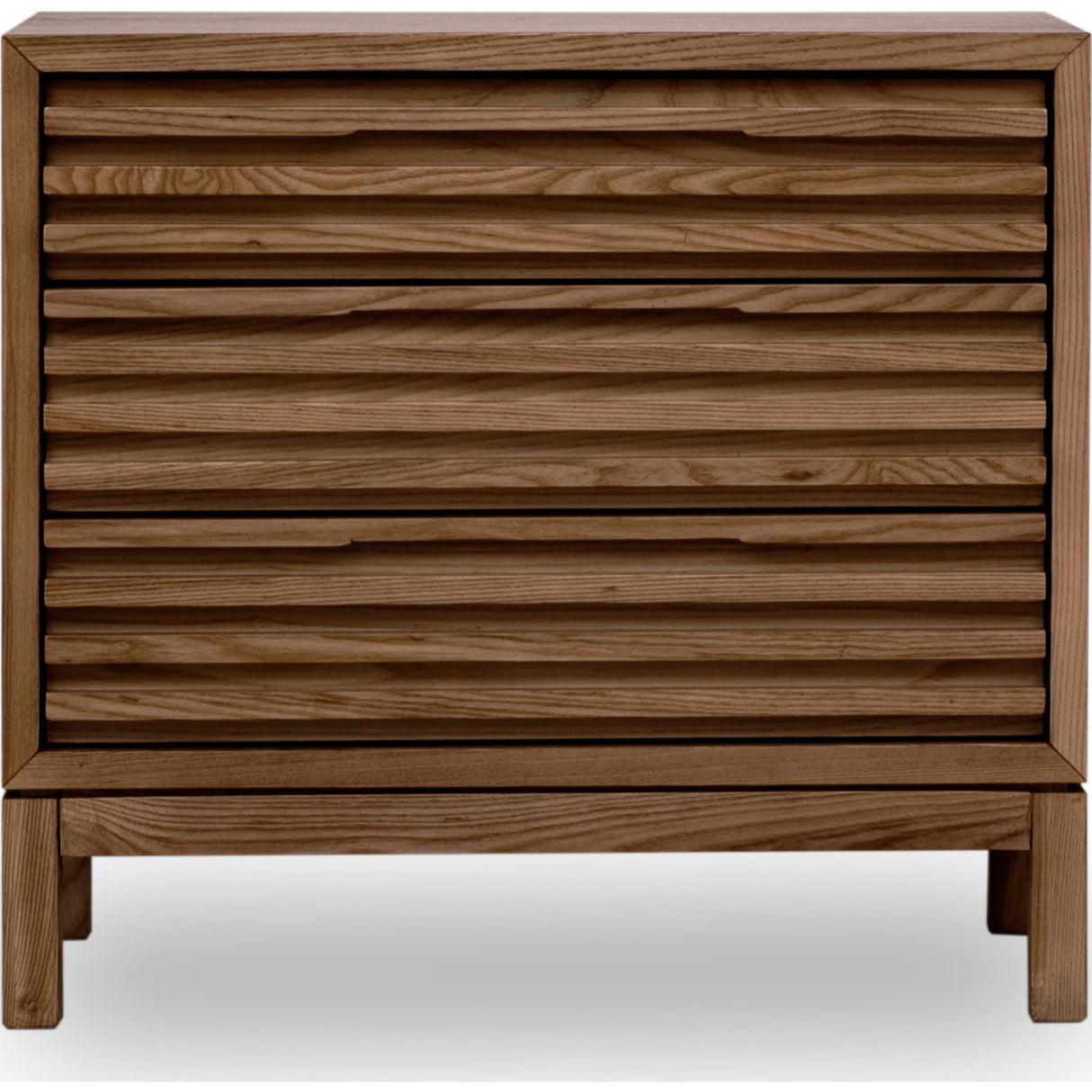 Tanner Three Drawer Ash Wood Nightstand in Roux