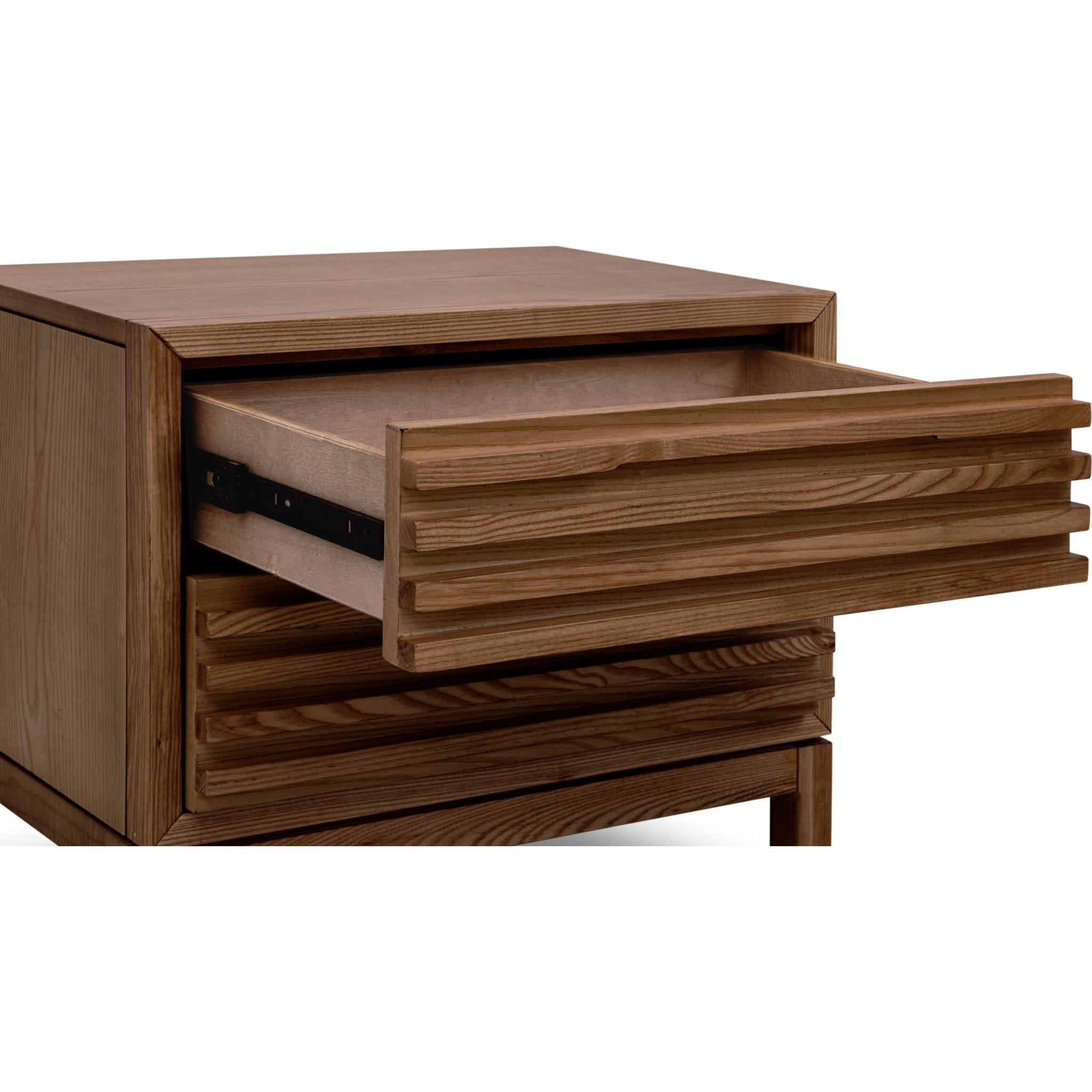 Tanner Two Drawer Ash Wood Nightstand in Roux