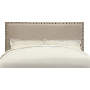 Tavel Nailhead Upholstered Headboard in Toast Linen